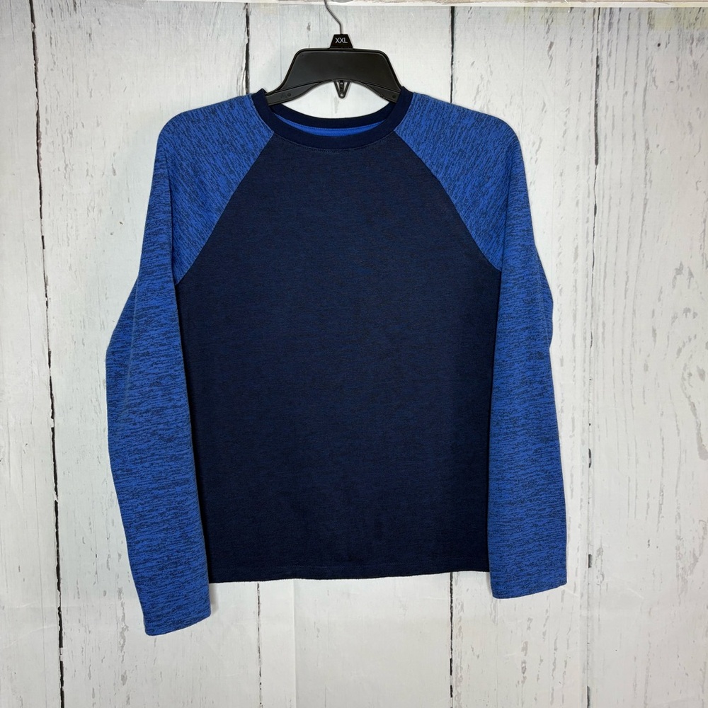 Cat & Jack Men's Navy and Heather Blue Long Sleeve Shirt